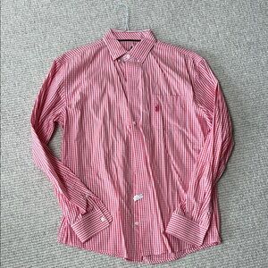 Johnnie-O Prep-Formance Coral / Salmon color Gingham Men's Shirt, Size M